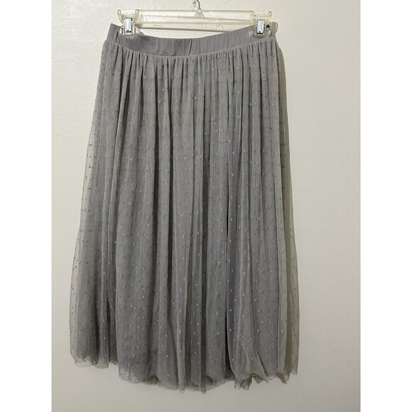 Garnet‎ Hill Tulle Skirt Size S Gray Elastic Waist Polka Dot Ballet Fairy Grunge - Picture 1 of 10